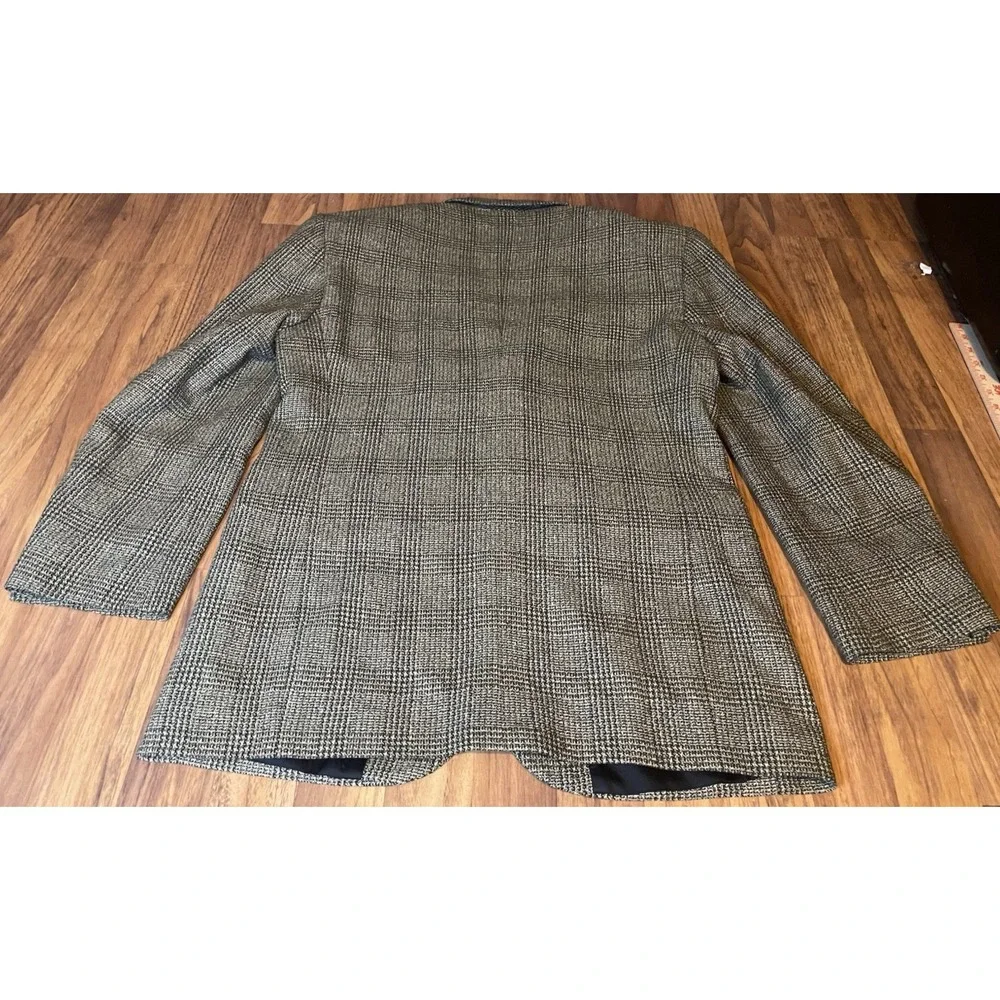 J Riggings Mens 32L Gray Black Glen Plaid Wool Blend 3 Button Sport Coat Blazer